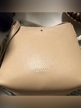 Beige Samara Leather Crossbody Bag